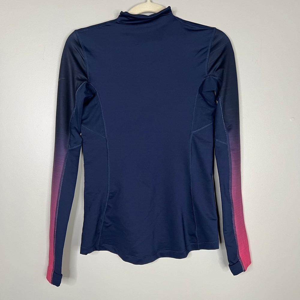Nike Pro Hyperwarm Athletic Shirt Ombre Sleeves Mesh Detail Thumb Holes Sz Small - Picture 12 of 13